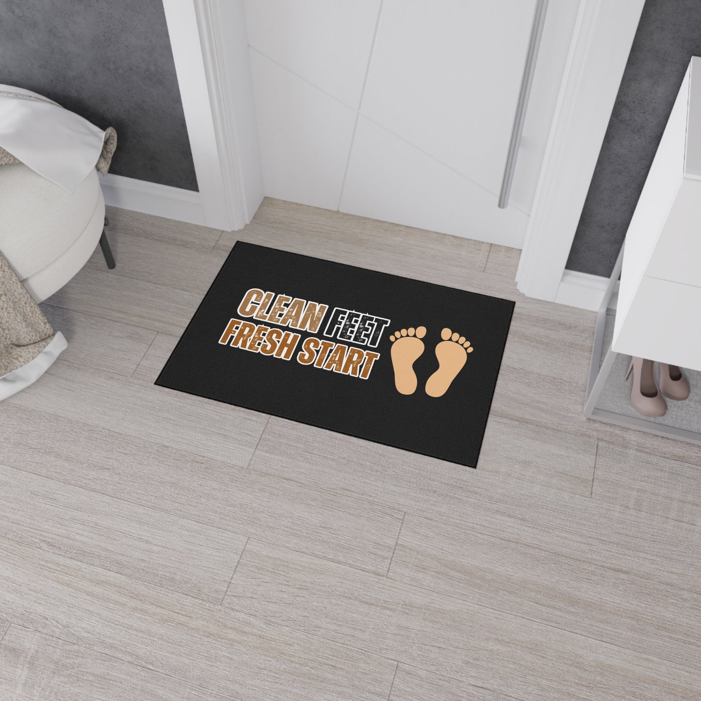 Clean Feet, Fresh Start | 24" x 36" Custom Rug | Real Estate Swag Co.