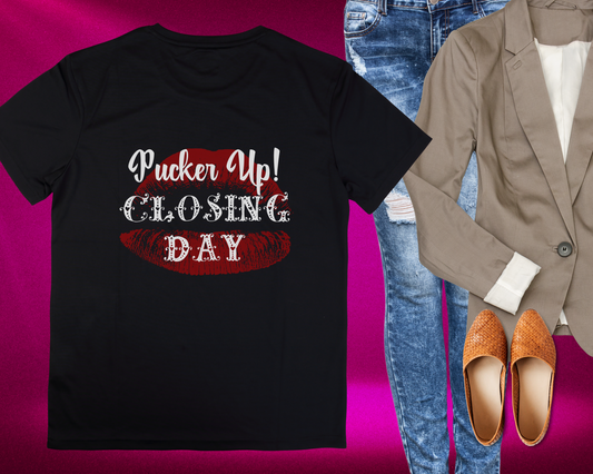 Pucker Up Valentine Real Estate T-shirt (Black)