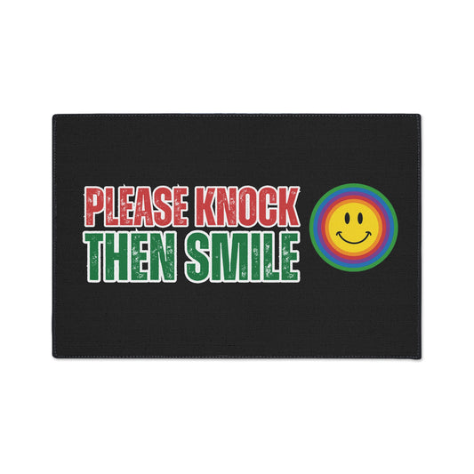 Please Knock, Then Smile |  24" x  36" Custom Rug | Real Estate Swag Co.