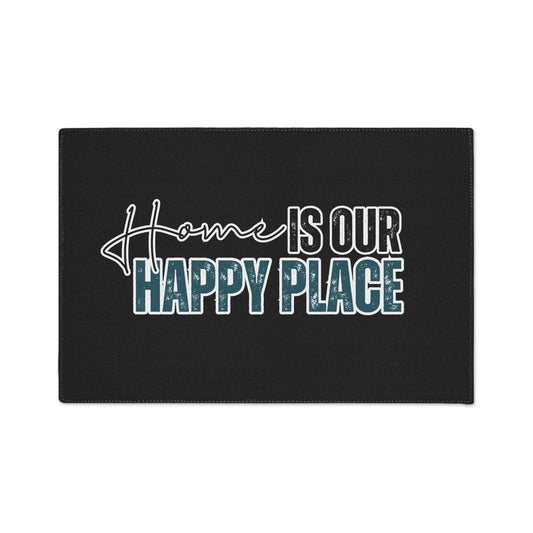 Home is Our Happy Place |  24" x  36" Custom Rug | Real Estate Swag Co.
